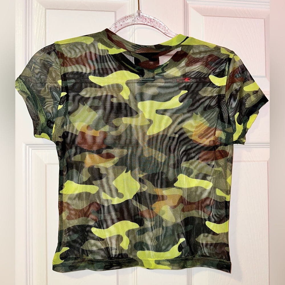 Camo mesh top